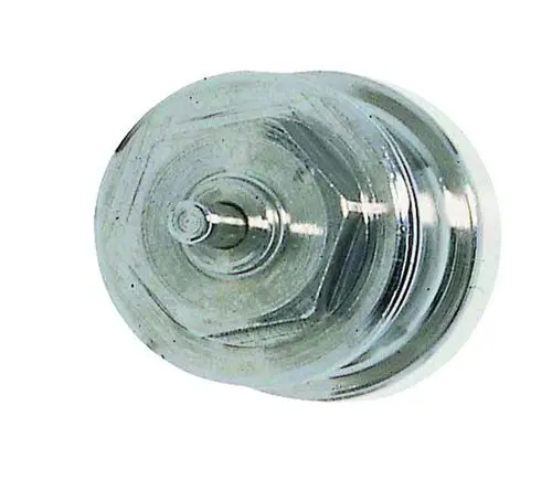 Adapter zur Verbindung von Heizkörperventilen für Fremdfabrikate, gefertigt von IMI Hydronic Engineering. Metallische Oberfläche, zylindrische Form, mit zentralem Anschluss.